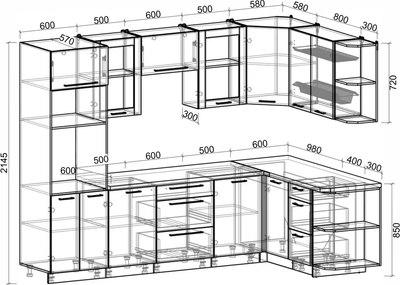 Кухонный гарнитур Интерлиния Мила Пластик 1.68x2.8 PR