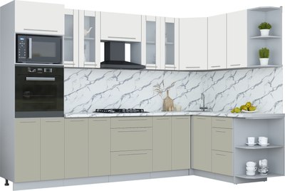 Кухонный гарнитур Интерлиния Мила Пластик 1.68x3.0 PR - фото