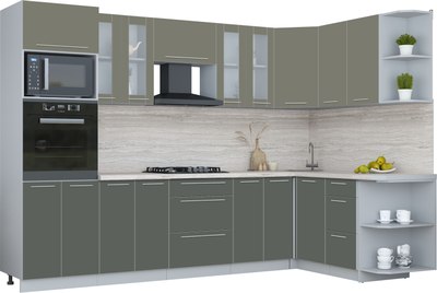 Кухонный гарнитур Интерлиния Мила Пластик 1.68x3.0 PR - фото