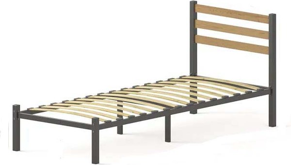 Односпальная кровать Домаклево Сталь 90x200 - фото