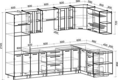 Кухонный гарнитур Интерлиния Мила Пластик 1.68x3.0 PR