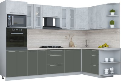 Кухонный гарнитур Интерлиния Мила Пластик 1.68x3.0 PR - фото