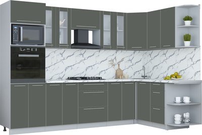 Кухонный гарнитур Интерлиния Мила Пластик 1.68x3.0 PR - фото