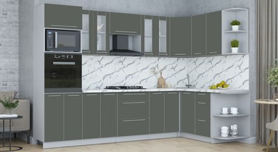 Кухонный гарнитур Интерлиния Мила Пластик 1.68x3.0 PR