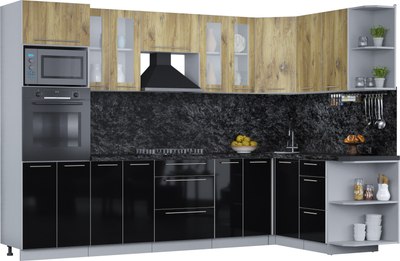 Кухонный гарнитур Интерлиния Мила Пластик 1.68x3.0 PR - фото