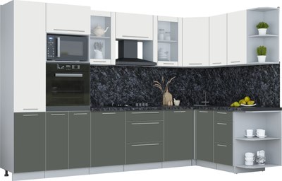Кухонный гарнитур Интерлиния Мила Пластик 1.68x3.2 PR - фото