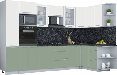 Кухонный гарнитур Интерлиния Мила Пластик 1.68x3.2 PR - фото
