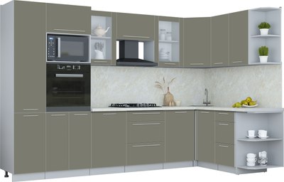 Кухонный гарнитур Интерлиния Мила Пластик 1.68x3.2 PR - фото