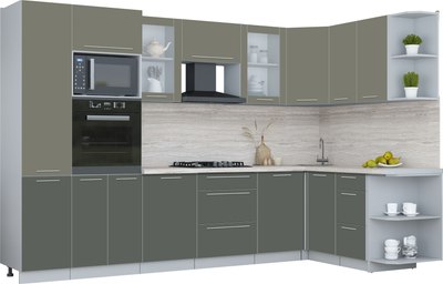 Кухонный гарнитур Интерлиния Мила Пластик 1.68x3.2 PR - фото