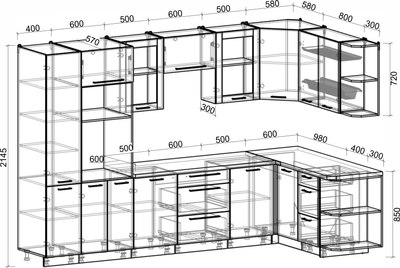 Кухонный гарнитур Интерлиния Мила Пластик 1.68x3.2 PR