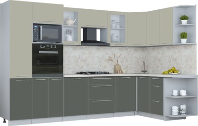 Кухонный гарнитур Интерлиния Мила Пластик 1.68x3.2 PR - фото