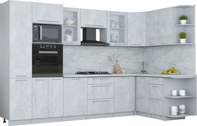 Кухонный гарнитур Интерлиния Мила Пластик 1.68x3.2 PR - фото