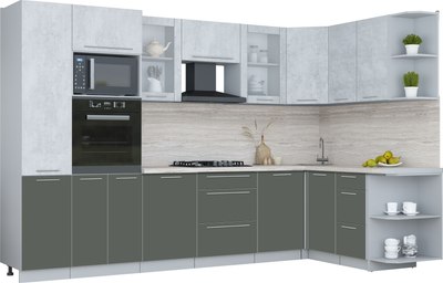 Кухонный гарнитур Интерлиния Мила Пластик 1.68x3.2 PR - фото