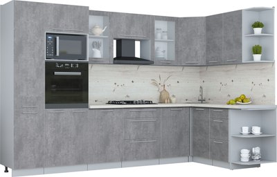 Кухонный гарнитур Интерлиния Мила Пластик 1.68x3.2 PR - фото