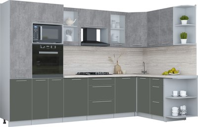 Кухонный гарнитур Интерлиния Мила Пластик 1.68x3.2 PR - фото