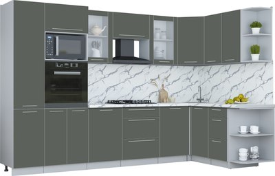 Кухонный гарнитур Интерлиния Мила Пластик 1.68x3.2 PR - фото