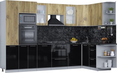 Кухонный гарнитур Интерлиния Мила Пластик 1.68x3.2 PR - фото