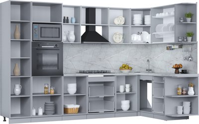 Кухонный гарнитур Интерлиния Мила Пластик 1.68x3.2 PR