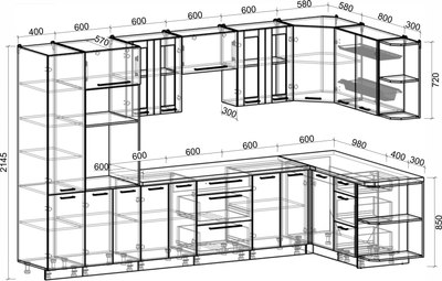 Кухонный гарнитур Интерлиния Мила Пластик 1.68x3.4 PR