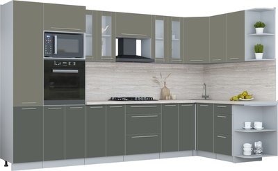 Кухонный гарнитур Интерлиния Мила Пластик 1.68x3.4 PR - фото