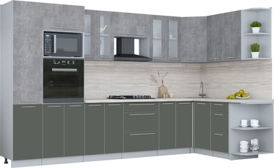 Кухонный гарнитур Интерлиния Мила Пластик 1.68x3.4 PR - фото