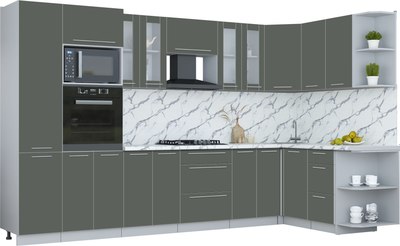 Кухонный гарнитур Интерлиния Мила Пластик 1.68x3.4 PR - фото