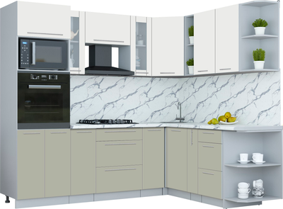 Кухонный гарнитур Интерлиния Мила Пластик 1.88x2.4 PR - фото