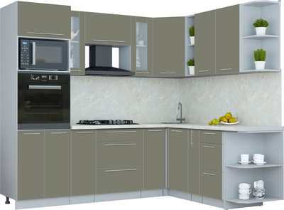 Кухонный гарнитур Интерлиния Мила Пластик 1.88x2.4 PR - фото