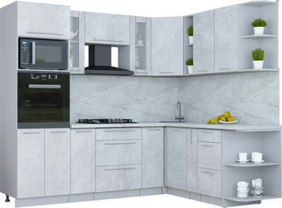 Кухонный гарнитур Интерлиния Мила Пластик 1.88x2.4 PR - фото