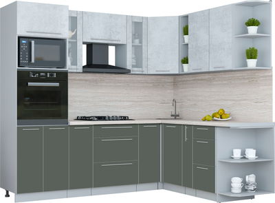 Кухонный гарнитур Интерлиния Мила Пластик 1.88x2.4 PR - фото