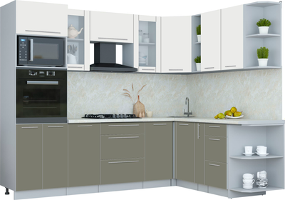 Кухонный гарнитур Интерлиния Мила Пластик 1.88x2.6 PR - фото