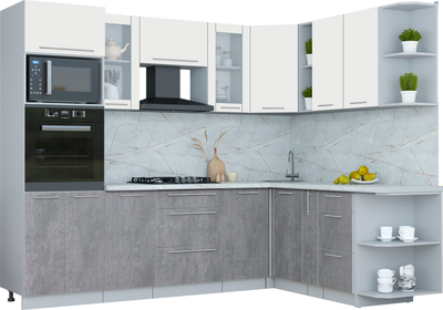 Кухонный гарнитур Интерлиния Мила Пластик 1.88x2.6 PR - фото