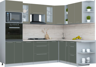 Кухонный гарнитур Интерлиния Мила Пластик 1.88x2.6 PR - фото