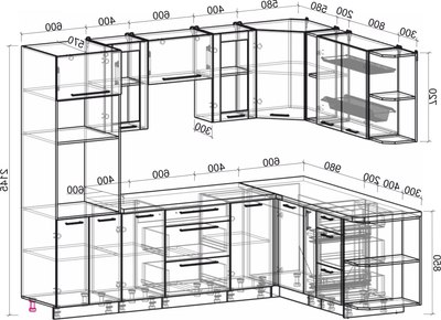 Кухонный гарнитур Интерлиния Мила Пластик 1.88x2.6 PR