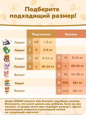 Подгузники-трусики детские KIOSHI Ультратонкие XXL 16+ / KS214
