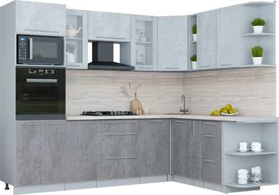 Кухонный гарнитур Интерлиния Мила Пластик 1.88x2.6 PR - фото