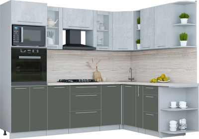 Кухонный гарнитур Интерлиния Мила Пластик 1.88x2.6 PR - фото