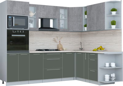 Кухонный гарнитур Интерлиния Мила Пластик 1.88x2.6 PR - фото