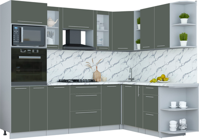 Кухонный гарнитур Интерлиния Мила Пластик 1.88x2.6 PR - фото