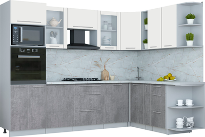 Кухонный гарнитур Интерлиния Мила Пластик 1.88x2.8 PR - фото