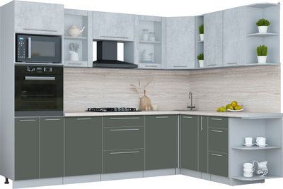 Кухонный гарнитур Интерлиния Мила Пластик 1.88x2.8 PR - фото