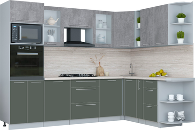 Кухонный гарнитур Интерлиния Мила Пластик 1.88x2.8 PR - фото