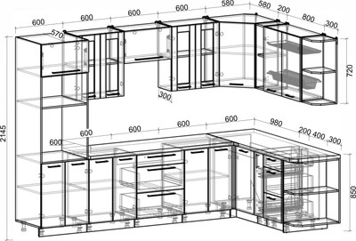 Кухонный гарнитур Интерлиния Мила Пластик 1.88x3.0 PR