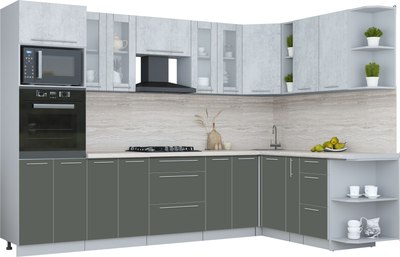 Кухонный гарнитур Интерлиния Мила Пластик 1.88x3.0 PR - фото