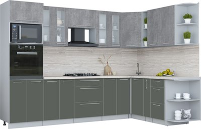 Кухонный гарнитур Интерлиния Мила Пластик 1.88x3.0 PR - фото