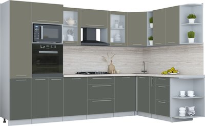 Кухонный гарнитур Интерлиния Мила Пластик 1.88x3.2 PR - фото