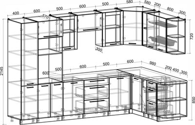 Кухонный гарнитур Интерлиния Мила Пластик 1.88x3.2 PR