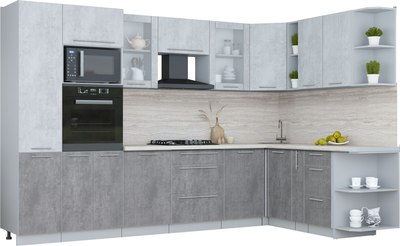 Кухонный гарнитур Интерлиния Мила Пластик 1.88x3.2 PR - фото