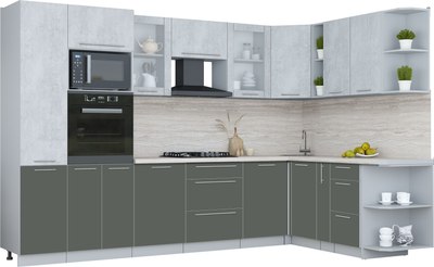 Кухонный гарнитур Интерлиния Мила Пластик 1.88x3.2 PR - фото