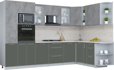 Кухонный гарнитур Интерлиния Мила Пластик 1.88x3.2 PR - фото